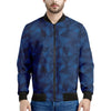 Blue Polygonal Geometric Print Men's Bomber Jacket