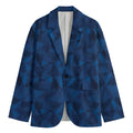 Blue Polygonal Geometric Print Men's Cotton Blazer