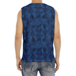 Blue Polygonal Geometric Print Men's Fitness Tank Top