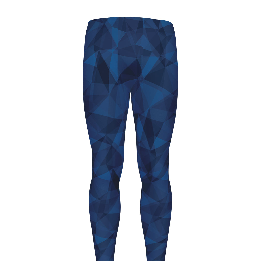 Blue Polygonal Geometric Print Men's leggings
