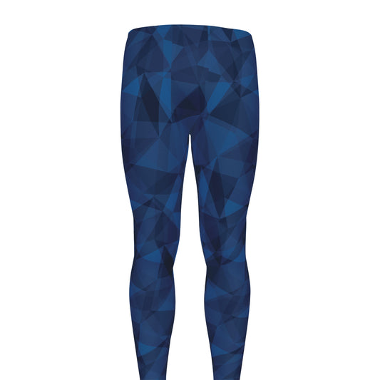 Blue Polygonal Geometric Print Men's leggings