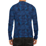 Blue Polygonal Geometric Print Men's Long Sleeve Rash Guard