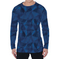Blue Polygonal Geometric Print Men's Long Sleeve T-Shirt