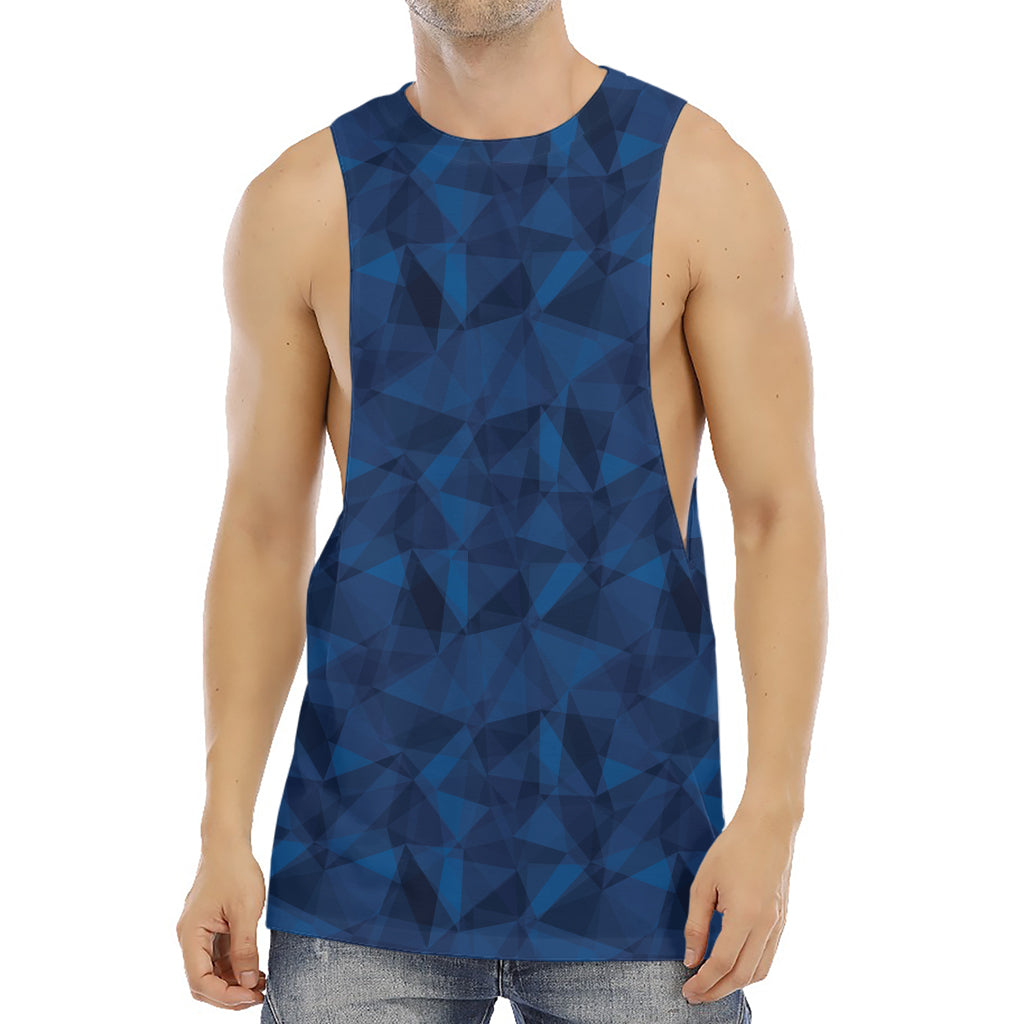 Blue Polygonal Geometric Print Men's Muscle Tank Top