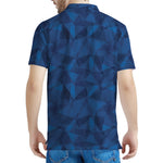 Blue Polygonal Geometric Print Men's Polo Shirt