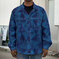Blue Polygonal Geometric Print Men's Shirt Jacket