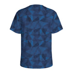 Blue Polygonal Geometric Print Men's Sports T-Shirt