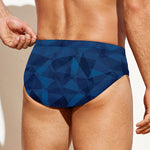 Blue Polygonal Geometric Print Men's Swim Briefs