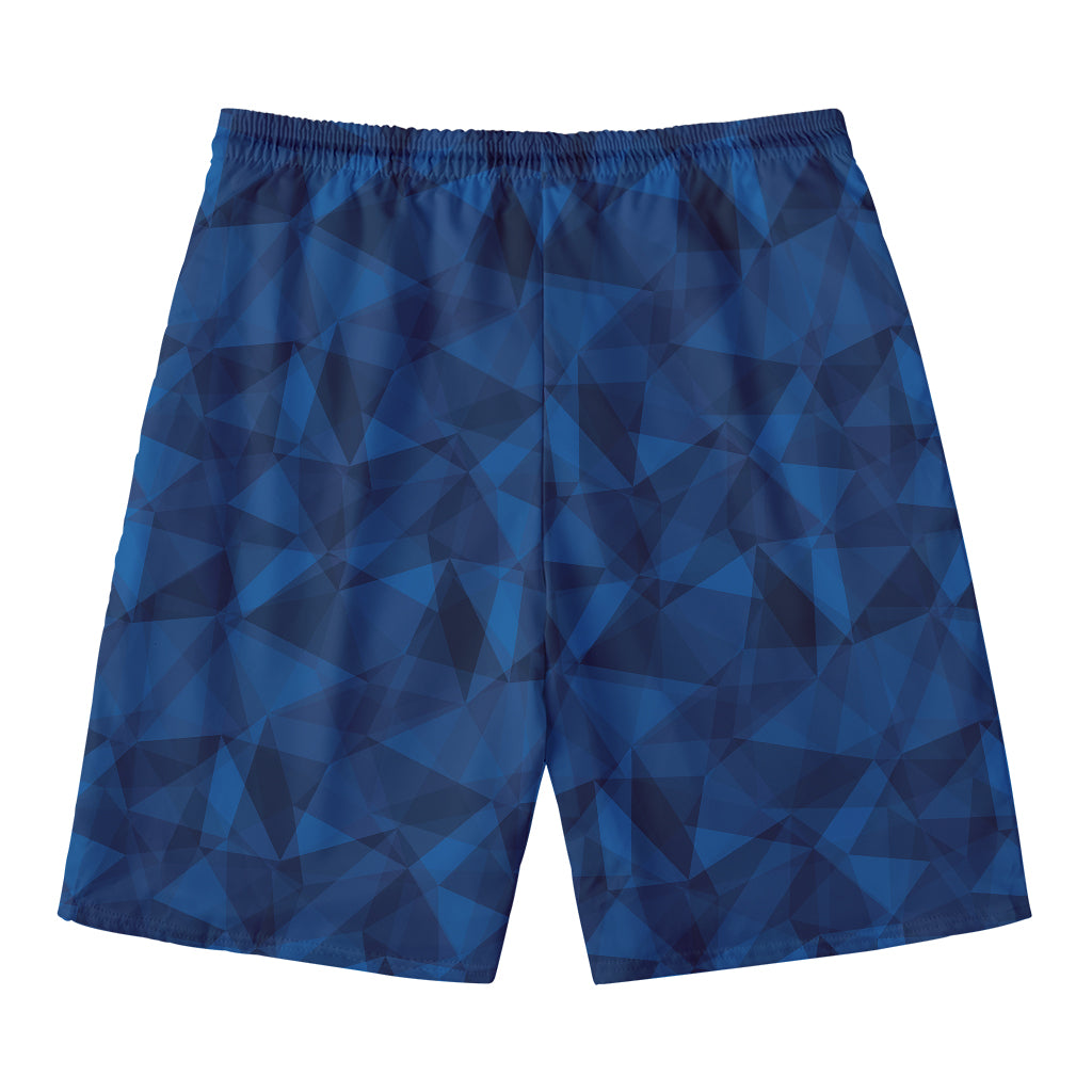 Blue Polygonal Geometric Print Men's Swim Trunks
