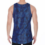 Blue Polygonal Geometric Print Men's Velvet Tank Top