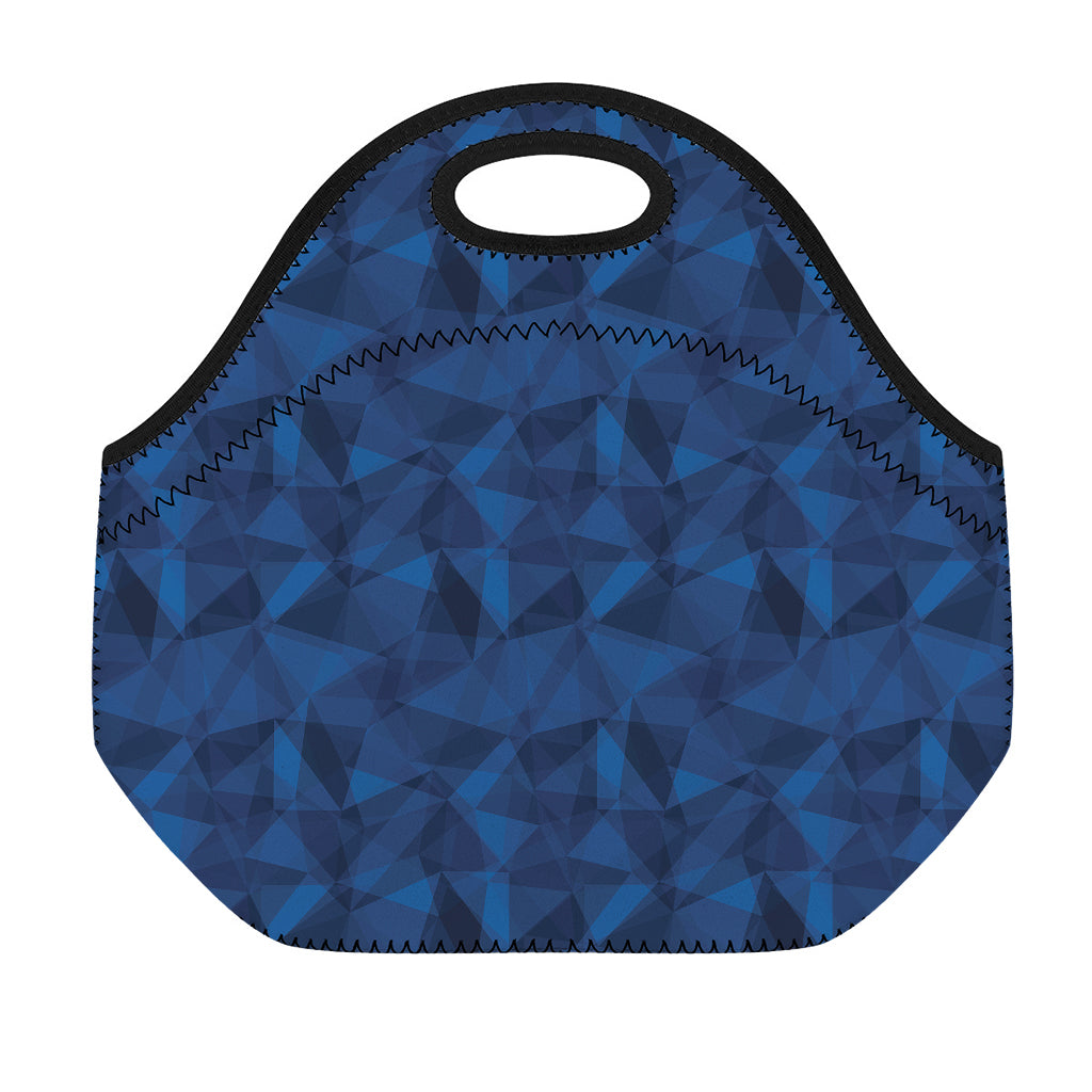 Blue Polygonal Geometric Print Neoprene Lunch Bag