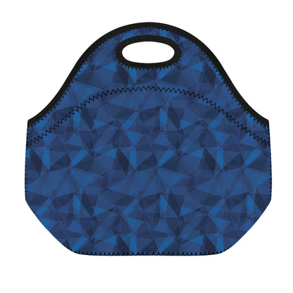 Blue Polygonal Geometric Print Neoprene Lunch Bag