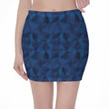 Blue Polygonal Geometric Print Pencil Mini Skirt