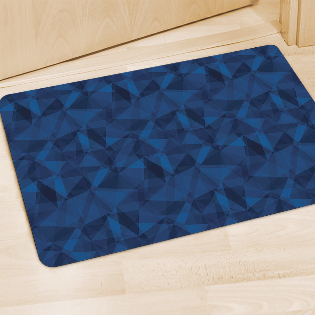 Blue Polygonal Geometric Print Polyester Doormat