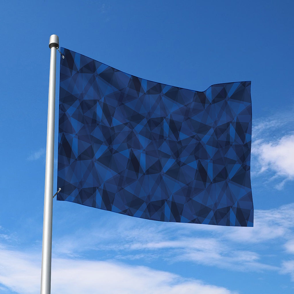Blue Polygonal Geometric Print Polyester Flag
