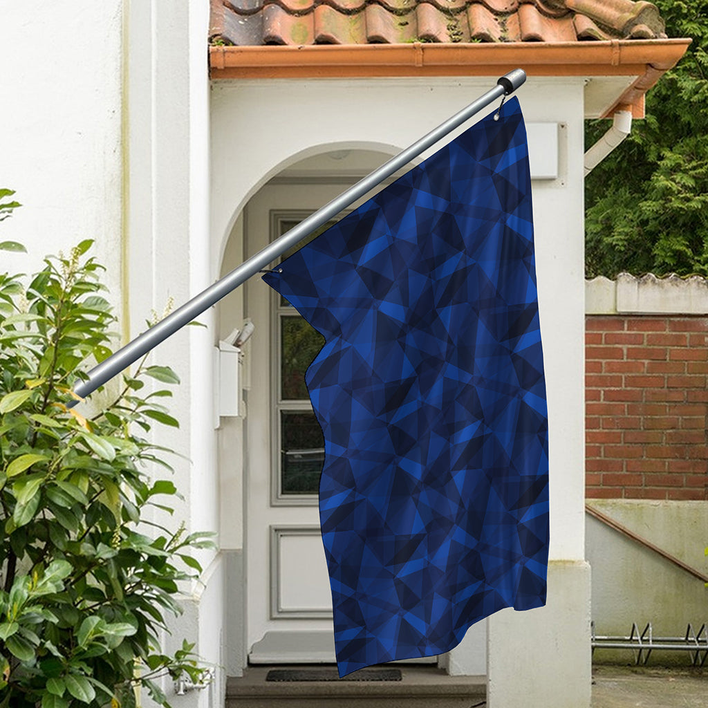 Blue Polygonal Geometric Print Polyester Flag