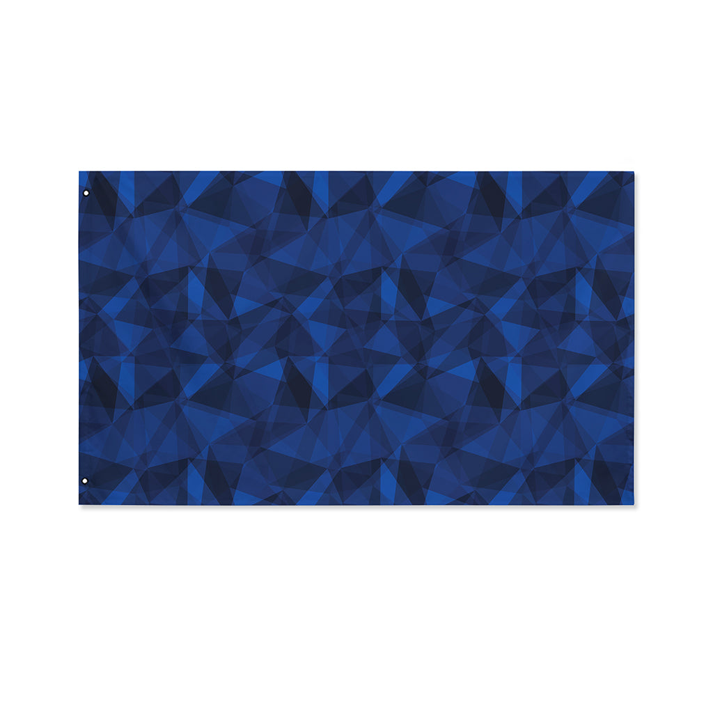 Blue Polygonal Geometric Print Polyester Flag