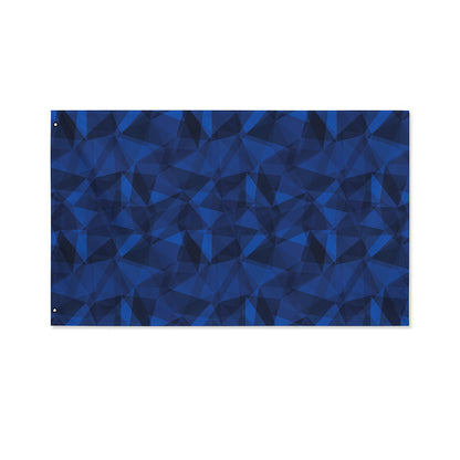 Blue Polygonal Geometric Print Polyester Flag