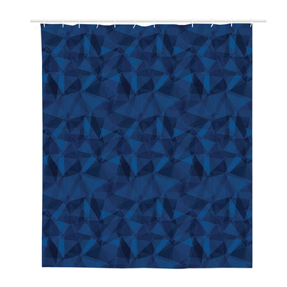 Blue Polygonal Geometric Print Polyester Shower Curtain