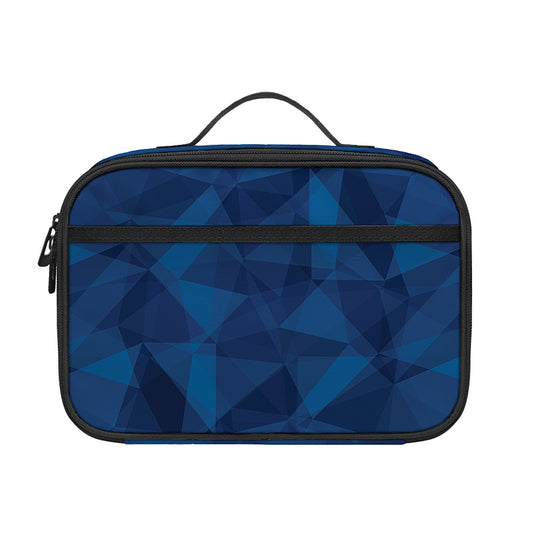 Blue Polygonal Geometric Print Portable Lunch Bag
