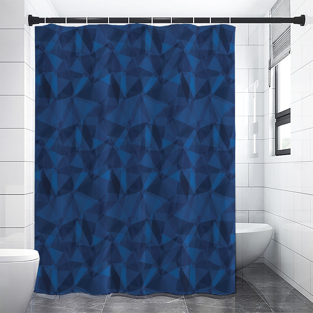 Blue Polygonal Geometric Print Premium Shower Curtain