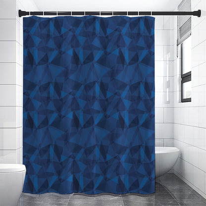 Blue Polygonal Geometric Print Premium Shower Curtain