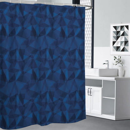 Blue Polygonal Geometric Print Premium Shower Curtain