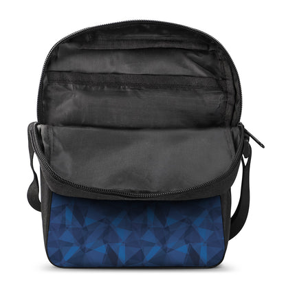 Blue Polygonal Geometric Print Rectangular Crossbody Bag