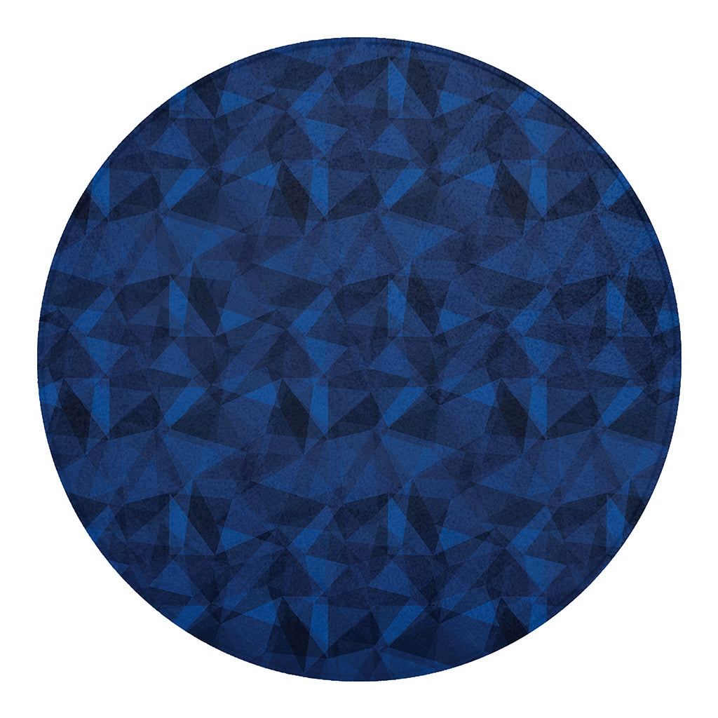 Blue Polygonal Geometric Print Round Blanket
