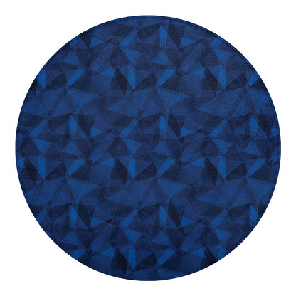 Blue Polygonal Geometric Print Round Blanket