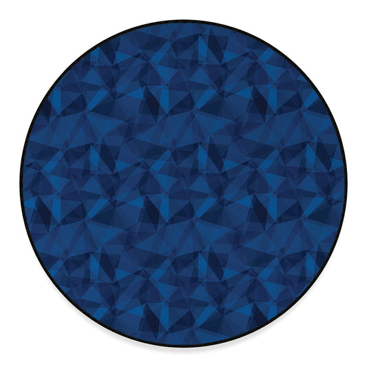 Blue Polygonal Geometric Print Round Floor Mat