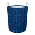 Blue Polygonal Geometric Print Round Laundry Basket