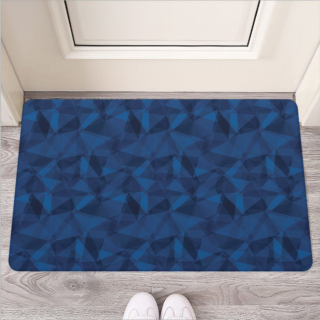 Blue Polygonal Geometric Print Rubber Doormat