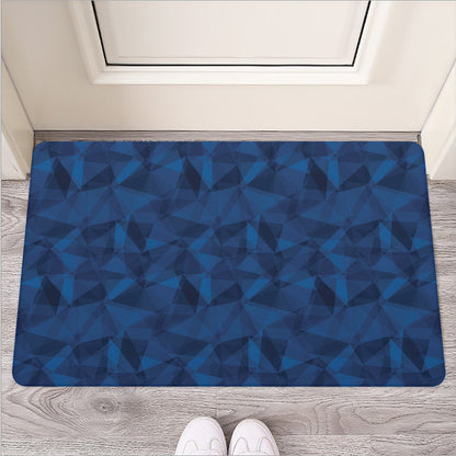Blue Polygonal Geometric Print Rubber Doormat