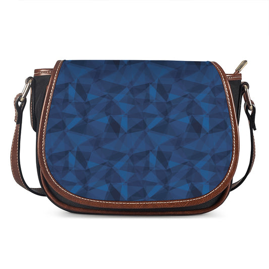 Blue Polygonal Geometric Print Saddle Bag