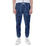 Blue Polygonal Geometric Print Scuba Joggers