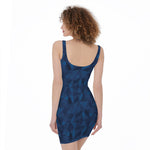 Blue Polygonal Geometric Print Sleeveless Bodycon Dress