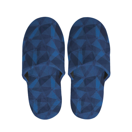 Blue Polygonal Geometric Print Slippers