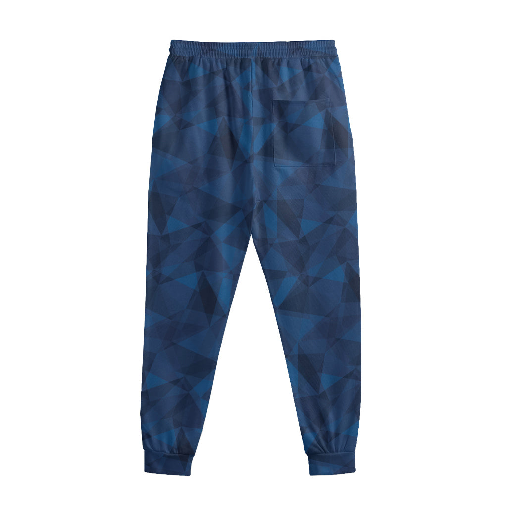 Blue Polygonal Geometric Print Sweatpants