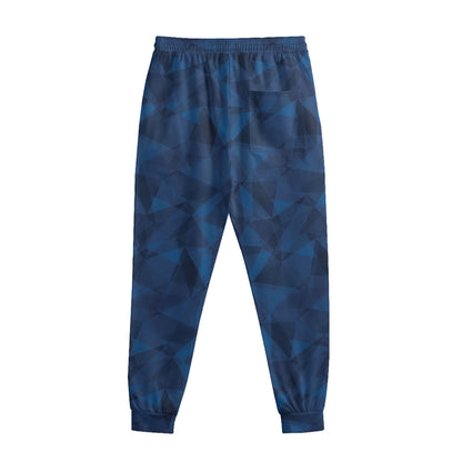 Blue Polygonal Geometric Print Sweatpants
