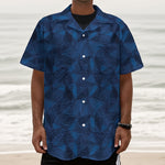 Blue Polygonal Geometric Print Textured Short Sleeve Shirt