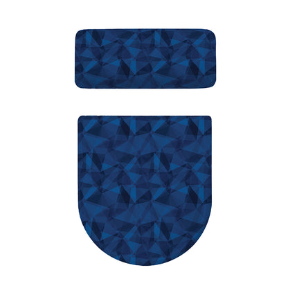 Blue Polygonal Geometric Print Toilet Lid And Tank Cover Set