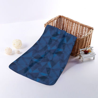 Blue Polygonal Geometric Print Towel
