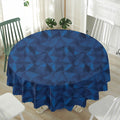 Blue Polygonal Geometric Print Waterproof Round Tablecloth