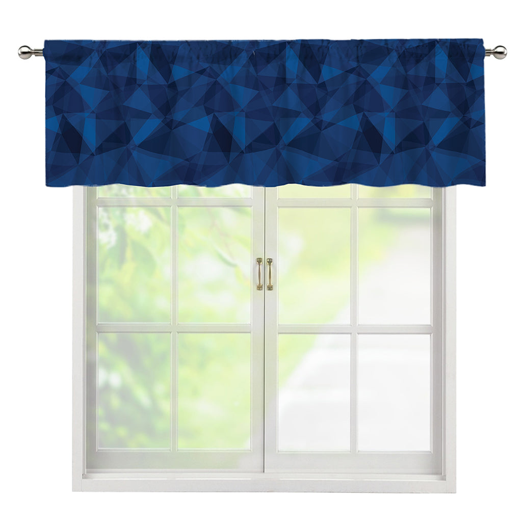 Blue Polygonal Geometric Print Window Valance
