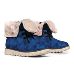 Blue Polygonal Geometric Print Winter Boots