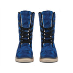 Blue Polygonal Geometric Print Winter Boots