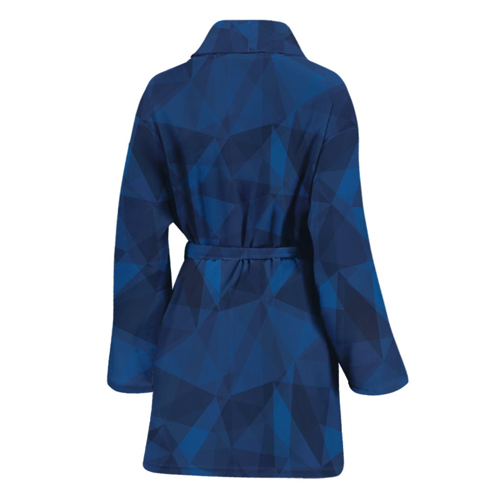 Blue Polygonal Geometric Print Women's Bathrobe