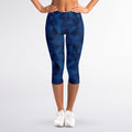 Blue Polygonal Geometric Print Women's Capri Leggings