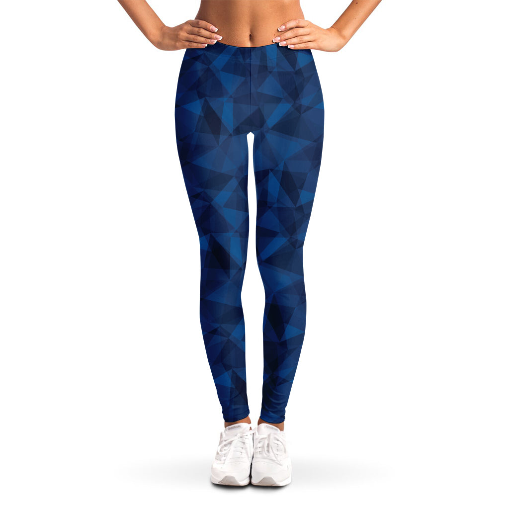 Blue Polygonal Geometric Print Women's Leggings